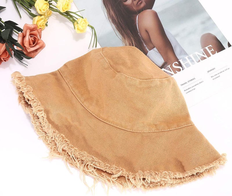 Boderier Sun Hats for Women Summer Casual Wide Brim Cotton Bucket Hat Beach Vacation Travel Accessories - Image 3